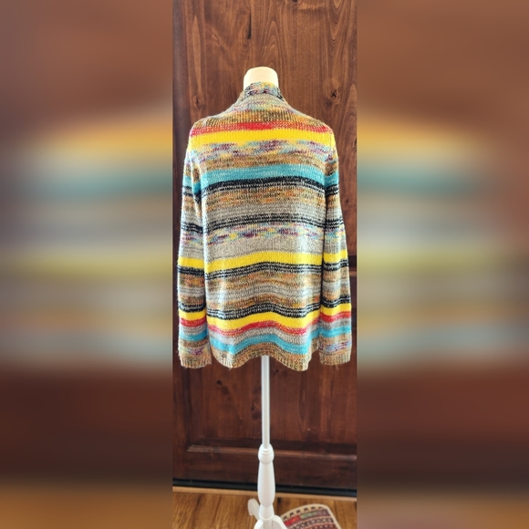 Hippie Bright Knitted Striped Cardigan Long Sleeve Sweater - Picture 9 of 12